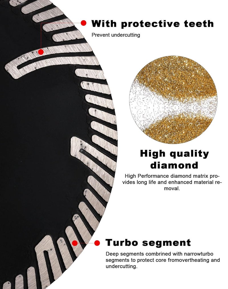 Casaverde 7" Turbo Continuous Rim Diamond Blades with Removable 5/8-11 Thread Cuts for Granite,Marble,Engineered Stone and Ceramic Tiles - Image 5
