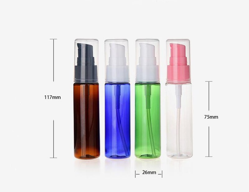 Elandy 6PCS 30ml/1oz Empty Plastic Pump Vial Packing Bottles with Transparent Cap-Face Cream Jar Pot Makeup Travel Cosmetic Storage Container Holder for Lotion Bath Shower Dispenser (Transparent+Pink) - Image 3