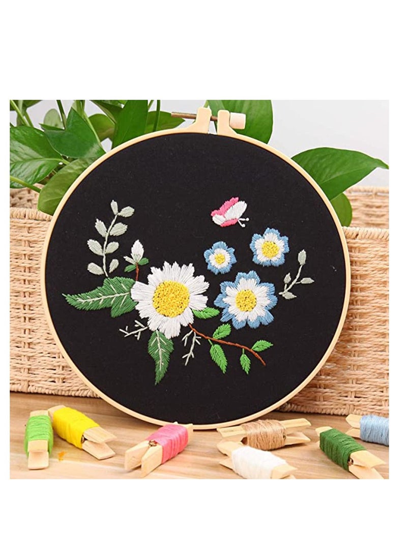 Embroidery Starter Kit with Pattern, DIY Handwork, Printed Cloth with Flower Pattern, Colored Thread, Needle, Embroidery Hoop and Instruction, Gift for Birthday, Christmas, Anniversary - Image 4
