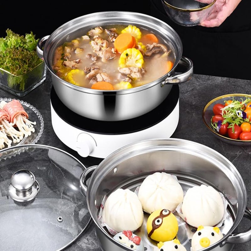 Lcilent Steamer Pot for Cooking 8.8 inch Steamer Pot 2-tier Multipurpose 18/8 Stainless Steel Steam Pot Cookware with Lid for Vegetable, Dumpling, Stock, Sauce, Food - Image 5