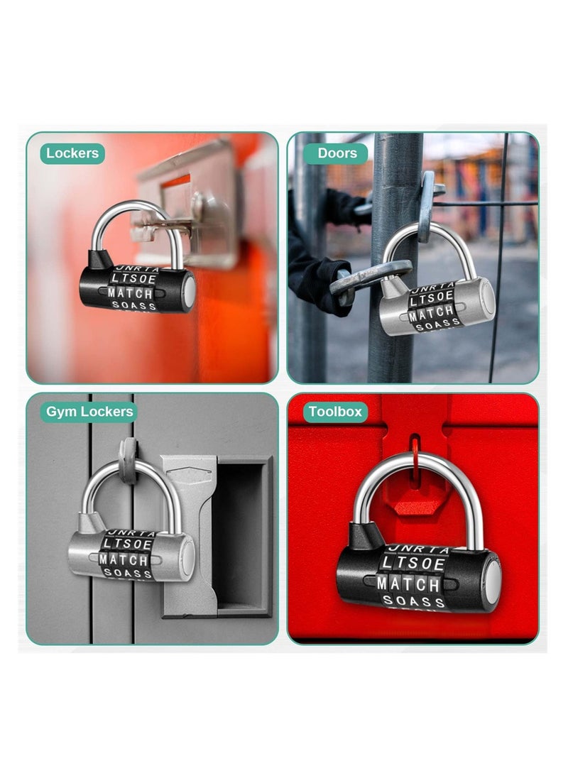 SYOSI قفل تركيبي 5 أرقام، قفل معدني ثقيل، قفل أمان قابل لإعادة التعيين بدون مفتاح لحجرات المدرسة وصناديق الأدوات وخزانة الهسب، 2 قطع، فضي وأسود  - Image 3