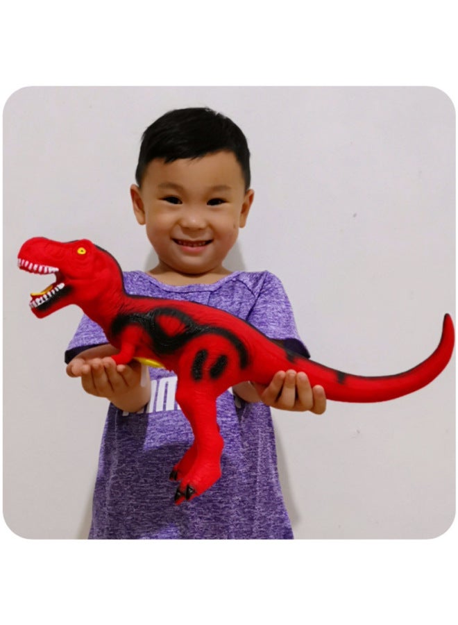 Children's Toys Simulation Dinosaur Toys Soft Rubber Doll Animal Model Set Gift Daifa General-Color:Medium And Large Red Dragon (Light)-Specifications:Scream Of Light - Image 1