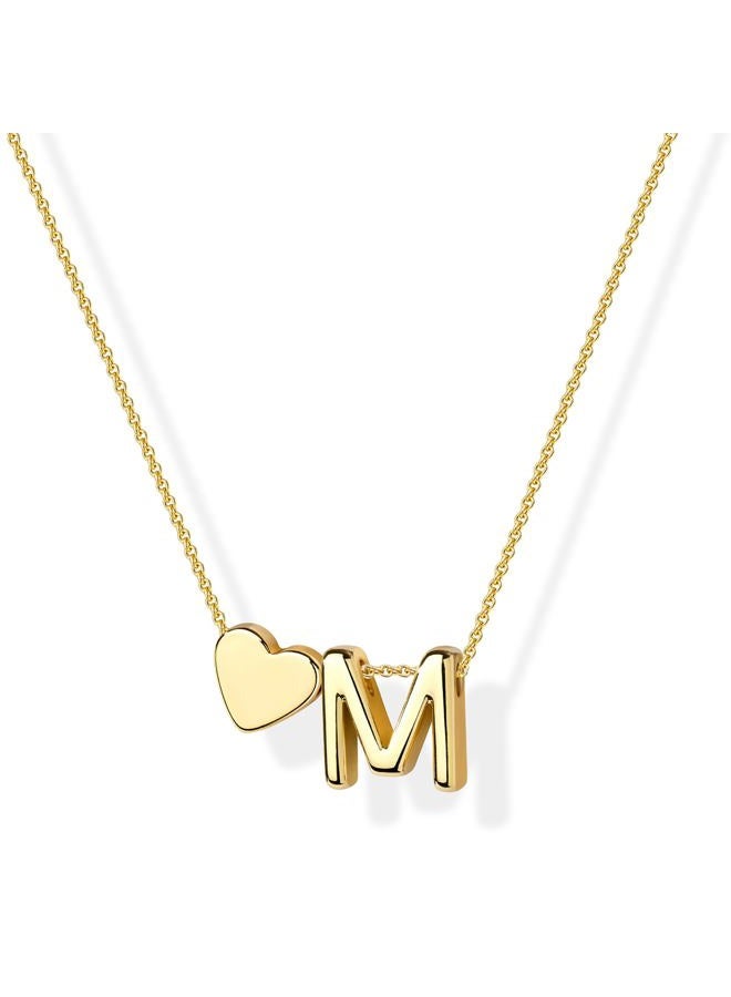 Inerney Gold Heart Initial Necklace for Women, Small, Brass, No Gemstone - Image 1
