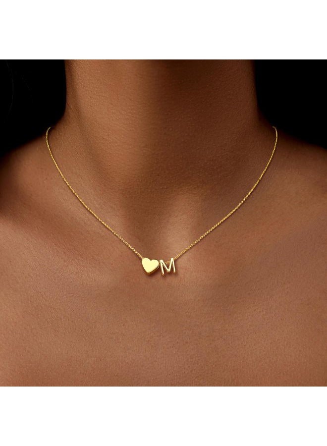 Inerney Gold Heart Initial Necklace for Women, Small, Brass, No Gemstone - Image 2