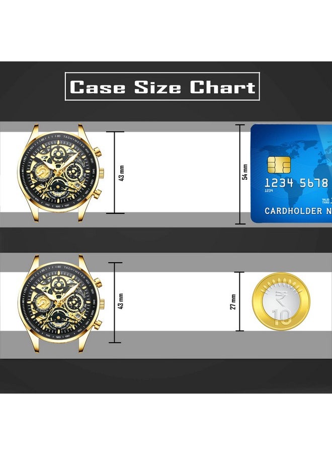 NIBOSI Casual Hollow-Out Mechanical Design Men's Stainless Steel Watch Multi Functional Chronograph Quartz Watch for Mens (Black/Gold) - pzsku/Z4D0BCB7B14ACDB018FCAZ/45/_/1737721198/835d545b-f09c-4d21-8408-1b68f7b044d1