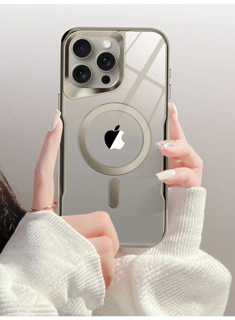 Plating Frame Transparent Armor Case For iPhone 11 Magnetic For Magsafe Wireless Charge Armor Cover (Titanium) - Image 3