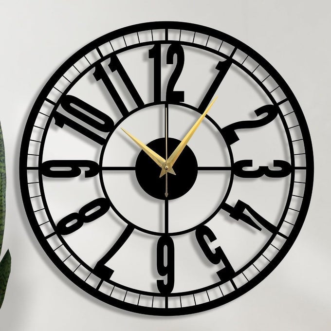 MATERIAL METAL WALL CLOCK BIG SIZE WALL CLOCK MODERN CLOCKS FOR LIVING ROOM STYLISH WALL CLOCKS FOR HOME ANTIQUE BIG SIZE MODERN WALL WATCH FOR HOME DECORBLACK40 CM DA79