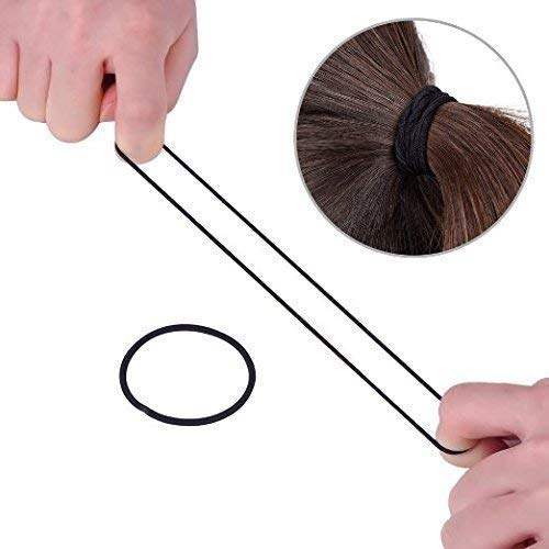 Generic Star Womens Girls Ponytail Holder Hair Elastic Black Rubber Bands Pack Of 24nos  - Image 5