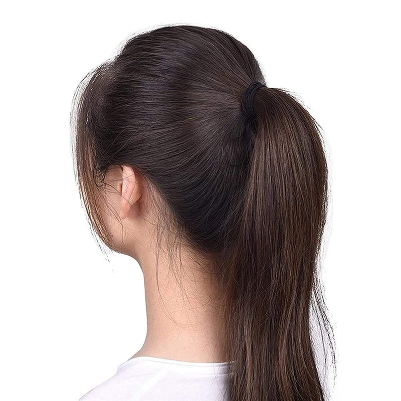 Generic Star Womens Girls Ponytail Holder Hair Elastic Black Rubber Bands Pack Of 24nos  - Image 2