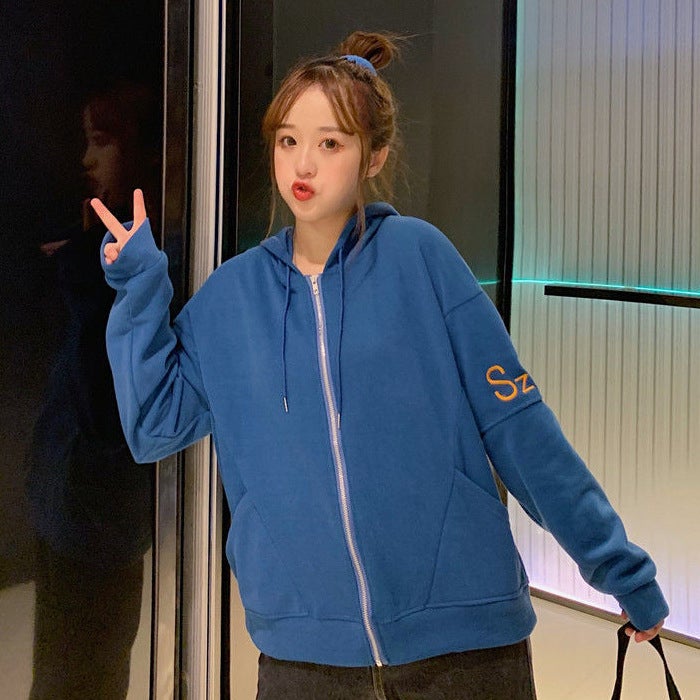 Womens 2025 in autumn and winter new Japanese and Korean loose womens long sleeve hooded sweater coat cross-border stall wholesale Orange - Image 2