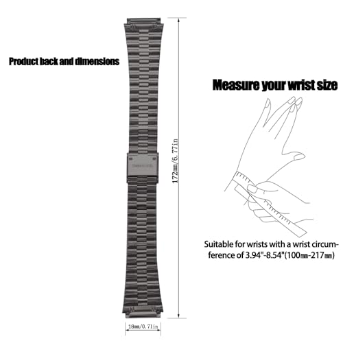 MCXGL 18mm Stainless Steel Strap Compatible with Casio A700W A158WA A168WA AE1000 Classic Bracelet Unisex Replacement Watch Band (black) - Image 2