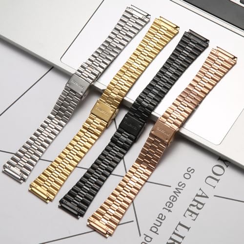 MCXGL 18mm Stainless Steel Strap Compatible with Casio A700W A158WA A168WA AE1000 Classic Bracelet Unisex Replacement Watch Band (black) - Image 4