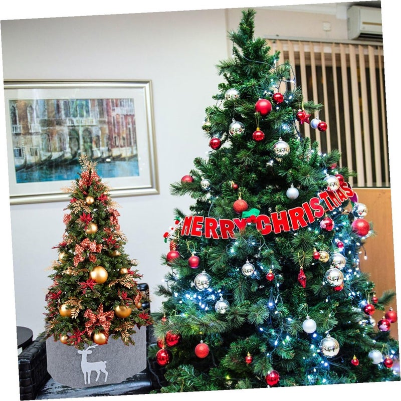 Christmas Tree Skirt Elk Design 150cm White Pp Snow Cotton Xmas Tree Base Cover Party Holiday Decoration - Image 3