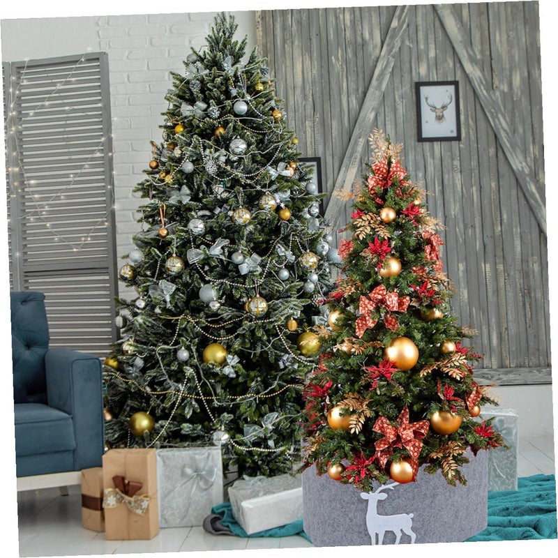 Christmas Tree Skirt Elk Design 150cm White Pp Snow Cotton Xmas Tree Base Cover Party Holiday Decoration - Image 4
