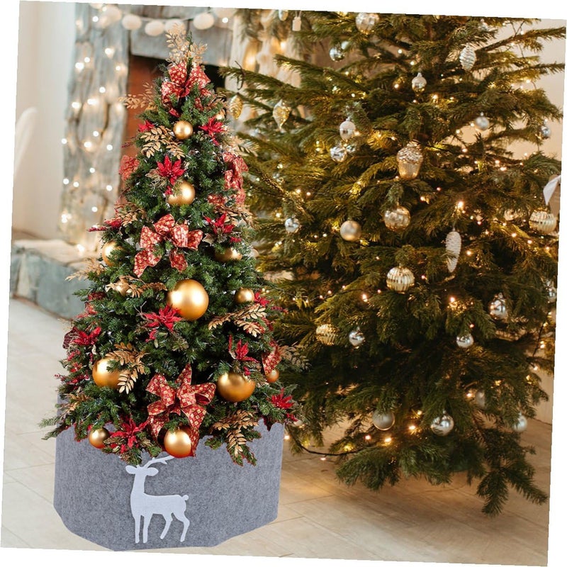 Christmas Tree Skirt Elk Design 150cm White Pp Snow Cotton Xmas Tree Base Cover Party Holiday Decoration - Image 5
