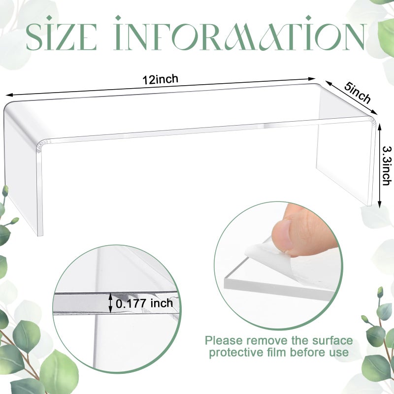 Shellwei 4 Pcs Acrylic Display Risers Rectangular Clear Cupcake Stand Holder Large Shelf Risers for Figures, Dessert Shelves for Party, Stands for Decoration and Organize (12'' X 5'' X 3.3'') - Image 2