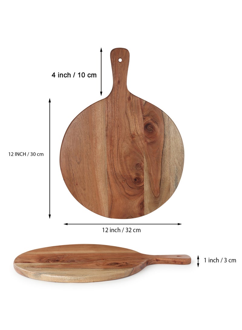 AURIO Round-Corner Acacia Wood Chopping Board – 30x41x1.8cm – Ergonomic 4" Handle – Large Wooden Cutting Board for Charcuterie, Cheese Board, Meat,Pizza – Stylish Kitchen & Serving Tray - Image 3