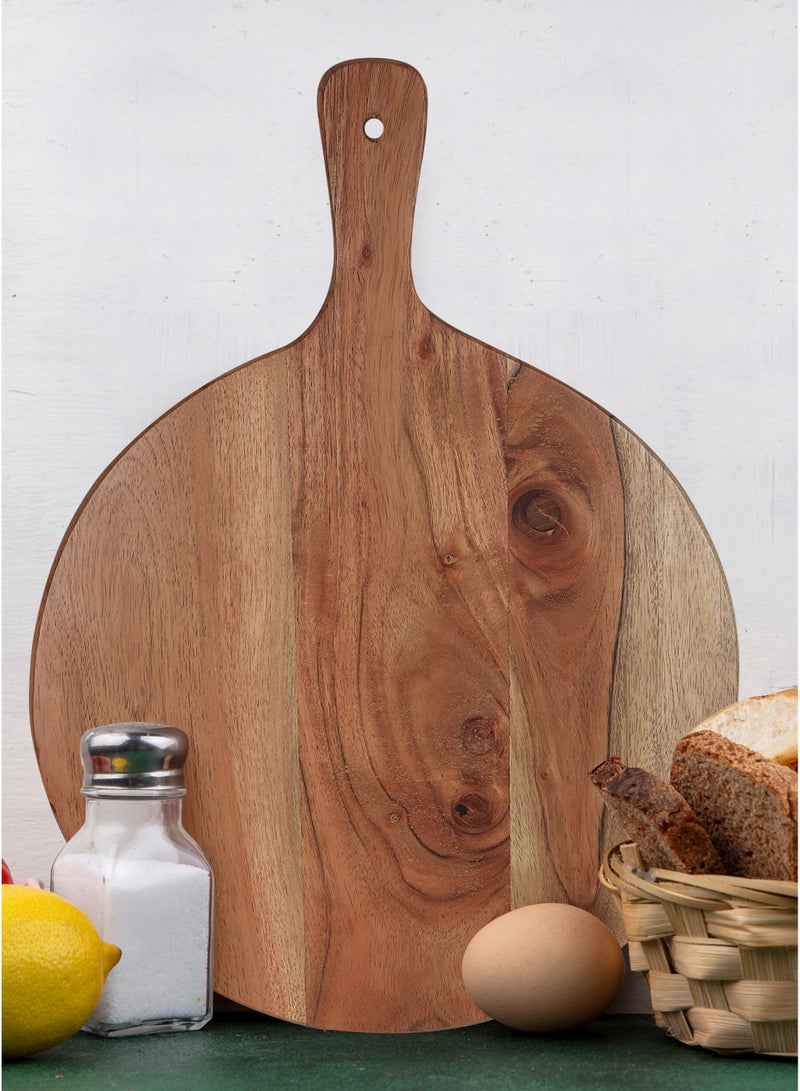 AURIO Round-Corner Acacia Wood Chopping Board – 30x41x1.8cm – Ergonomic 4" Handle – Large Wooden Cutting Board for Charcuterie, Cheese Board, Meat,Pizza – Stylish Kitchen & Serving Tray - Image 1