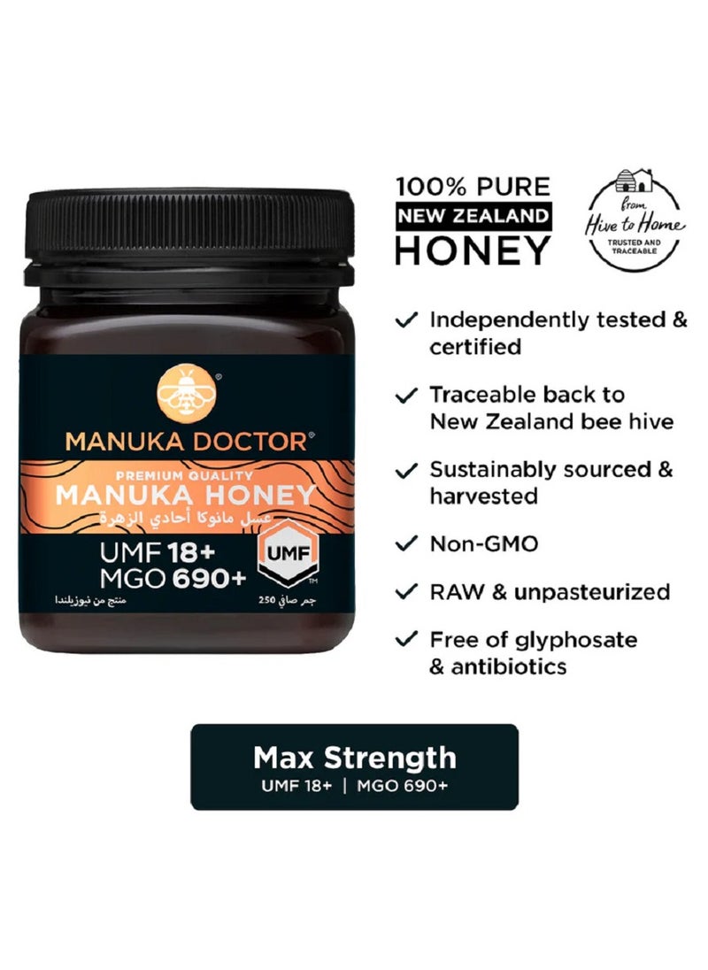 Manuka Doctor UMF 18+ Monofloral Manuka Honey 250g  - Image 2