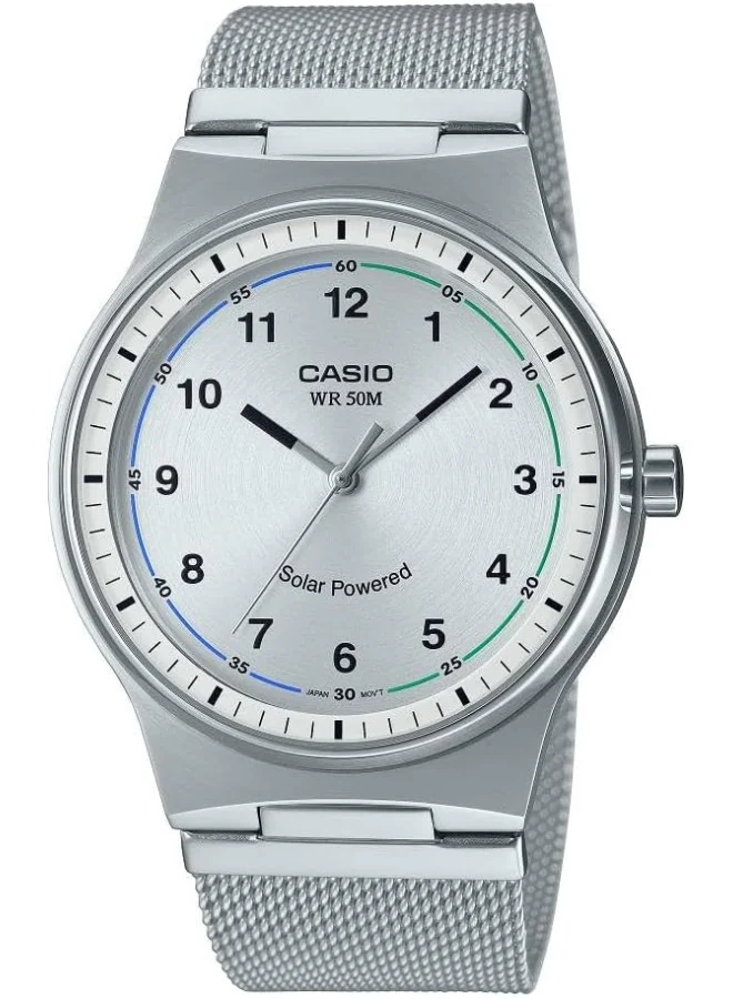CASIO Men's Watch - MTP-RS105M-7BVDF White Dial, Silver Band