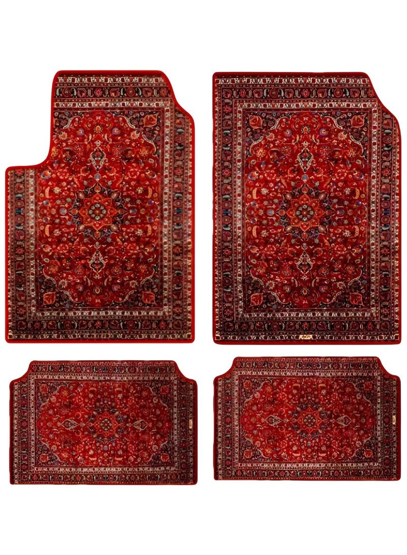 انسجام 4 قطع من سجادات أرضيات السيارات الفاخرة المقاومة للخدش والحماية الداخلية للسيارة سهلة الصيانة ومتوافقة مع المركبات وسيارات الدفع الرباعي والشاحنات وسجادات أرضيات السيارات - Image 1