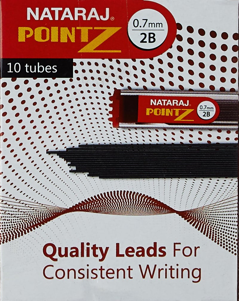 NATARAJ Lead Pointz 0.7mm 2BH Refill for Mechanical Pencils, Smooth Dark Lead, Break Resistant, Comfortable Grip for Writing, Everyday Writing Activities (Pack of 10) - Image 1