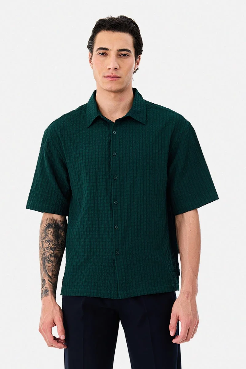 SNITCH Box Fit Textured Stretch Shirt