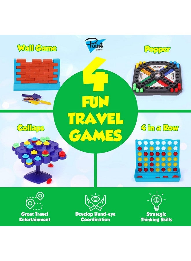 Point Games Travel Games 4-in-1 Airplane Travel Essentials, Road Trip Essentials Kids Fun Games, Easy Storage & Travel Friendly, Critical Thinking and Brain Development Skills - Image 2