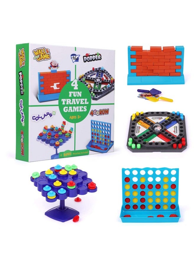 Point Games Travel Games 4-in-1 Airplane Travel Essentials, Road Trip Essentials Kids Fun Games, Easy Storage & Travel Friendly, Critical Thinking and Brain Development Skills - Image 1