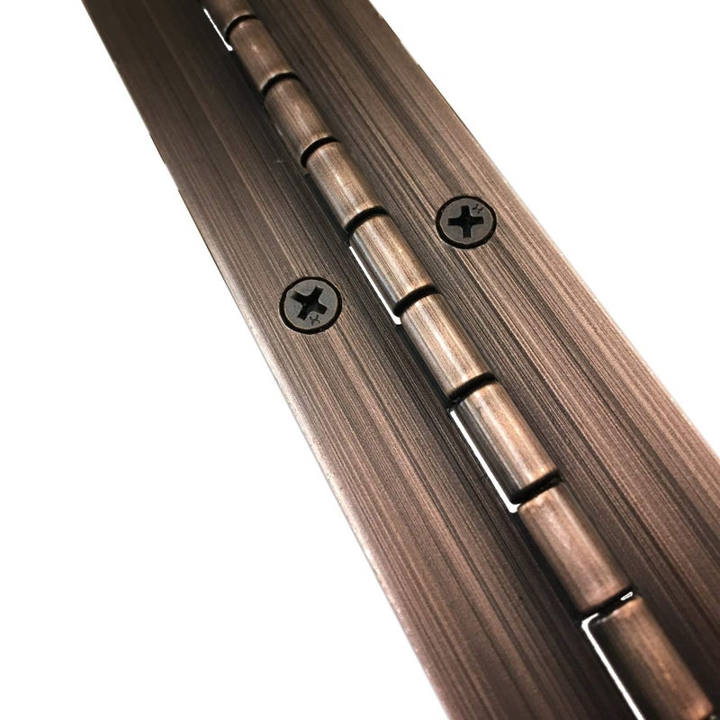 112 x 24 Continuous Piano Hinge Heavy Duty 060 Leaf Thickness Antique Bronze Matching 6 x 34 Screws Included