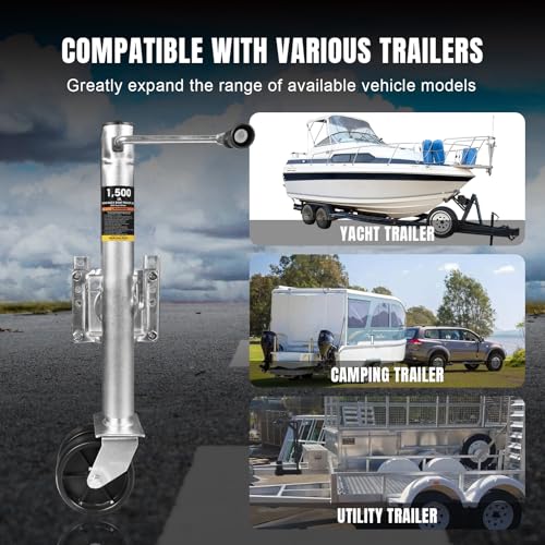 Torin 1500 lbs Trailer Jack with Wheel, Heavy Duty Swivel Boat Trailer Jack, 13" Lift, Bolt-on Trailer Tongue Jack for RV Boat - Image 5