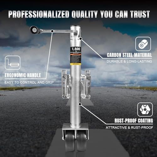 Torin 1500 lbs Trailer Jack with Wheel, Heavy Duty Swivel Boat Trailer Jack, 13" Lift, Bolt-on Trailer Tongue Jack for RV Boat - Image 2