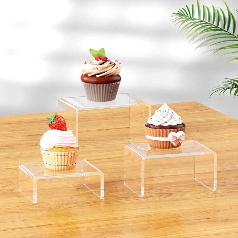 نيوبي حامل عرض أكريليك من مجموعتين، رف عرض شفاف بثلاث درجات لعرض تماثيل Amiibo وFunko POP - 3x3x4 بوصة - Image 4