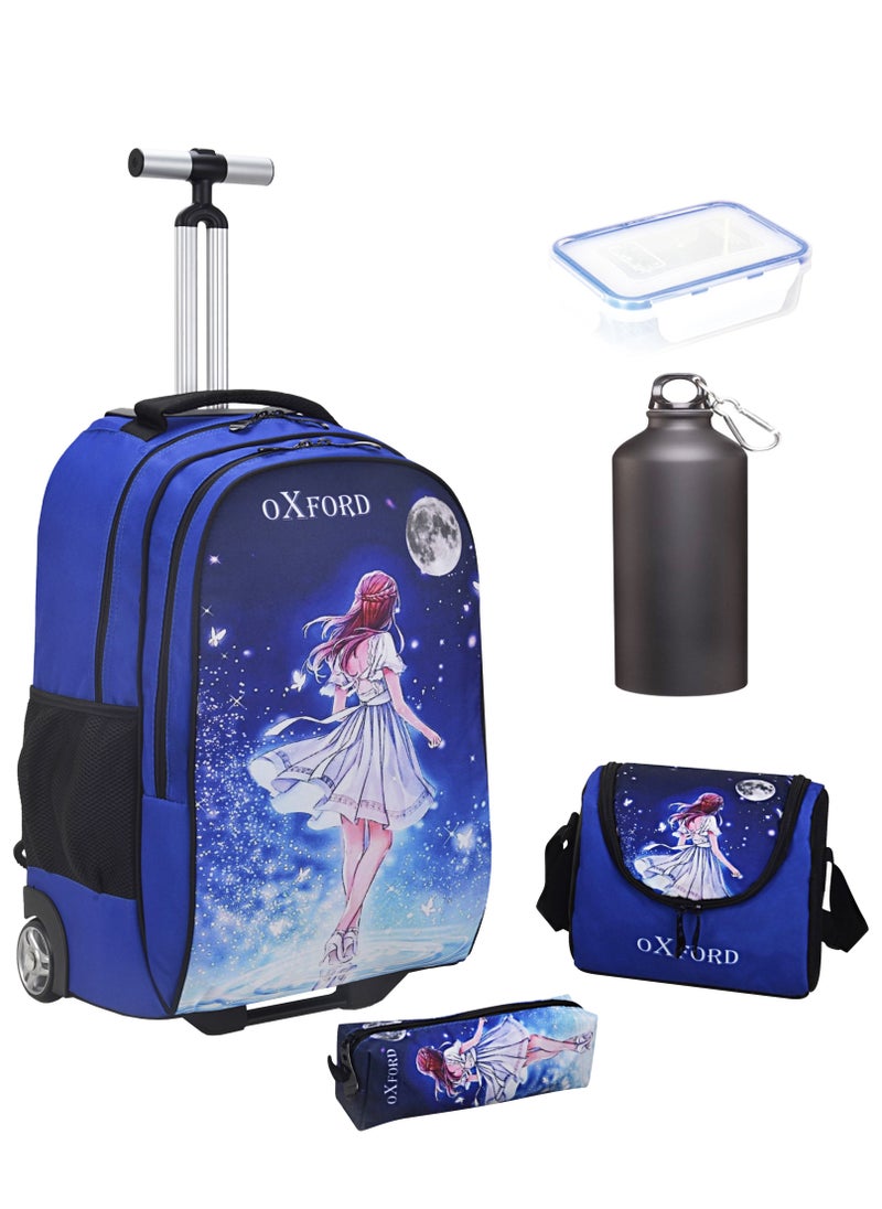 Girls teen school trolley set 5 pieces, Trolley Backpack, Lunch Bag, Pencil case, lunch box & water bottle - pzsku/Z4D0C3C760F63C83E54F0Z/45/_/1693389459/2609e4f1-c7c0-44a9-bd06-22c519d0a65f