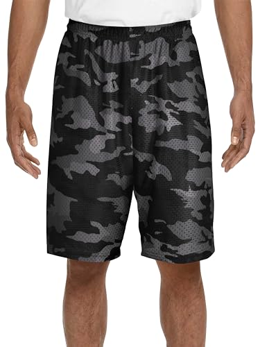 Hat and Beyond Mens Lightweight Basic Mesh Solid Basketball Jersey Workout Fitness Gym Shorts (Medium, 1ihb01_Gray Camo) - Image 1