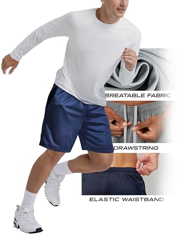 Hat and Beyond Mens Lightweight Basic Mesh Solid Basketball Jersey Workout Fitness Gym Shorts (Medium, 1ihb01_Gray Camo) - Image 5