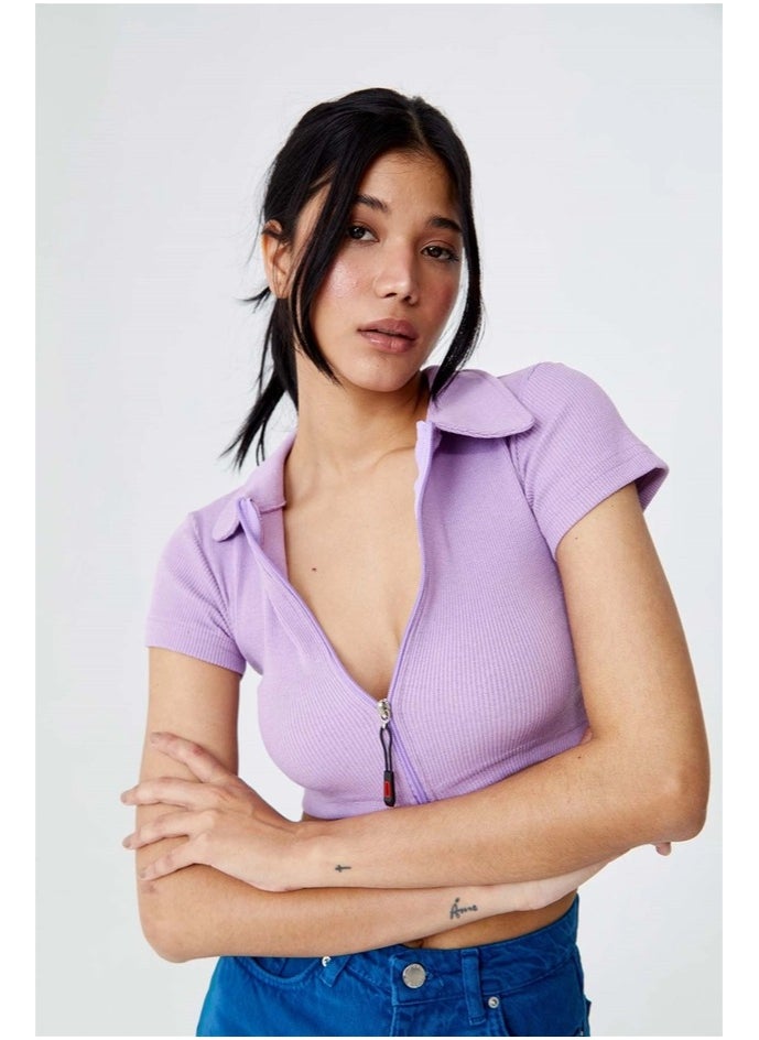 TUBA BUTIK Lilac Crop Top  - Image 1