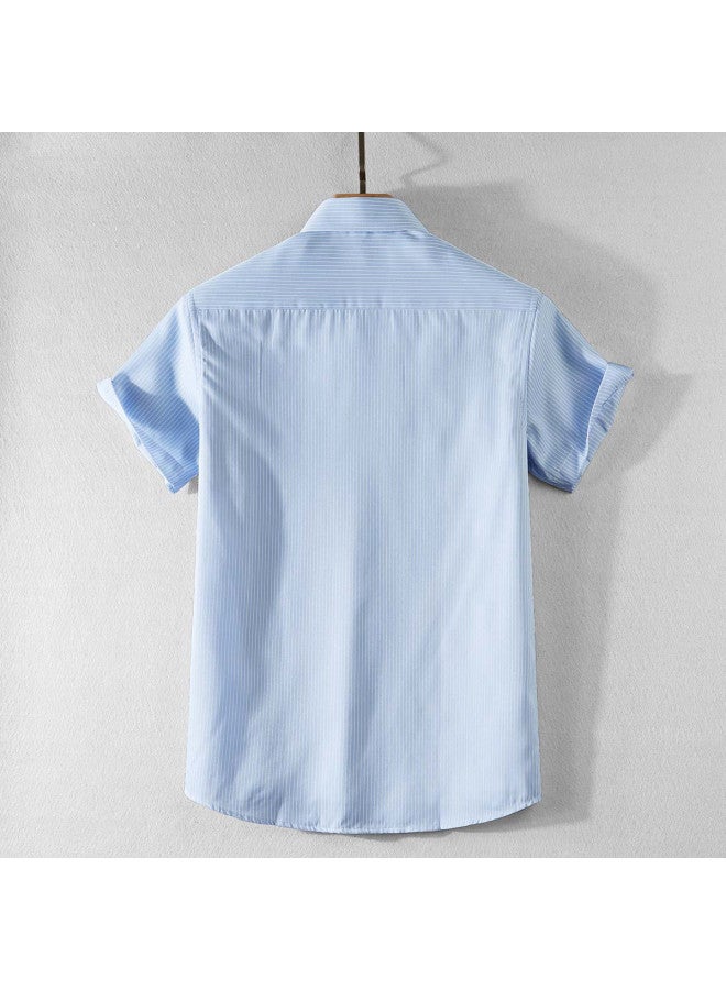 Fomoce summer Cool Solid Color Men's Short Sleeve Shirt - Image 4