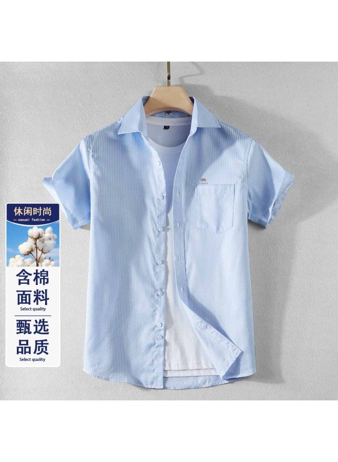 Fomoce summer Cool Solid Color Men's Short Sleeve Shirt - Image 2