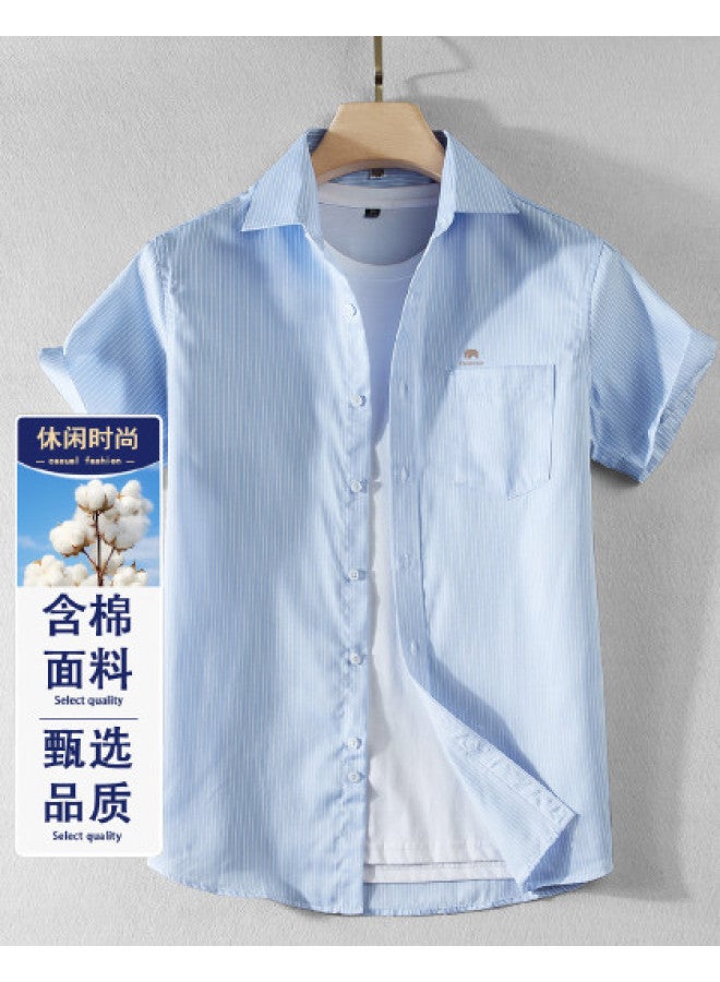 Fomoce summer Cool Solid Color Men's Short Sleeve Shirt - Image 1