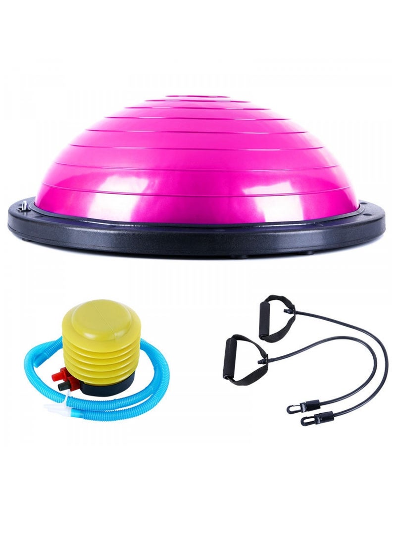 23" كرة تدريب توازن اليوجا لتمارين الصالة الرياضية المنزلية مع أشرطة مقاومة ومضخة، بمبي