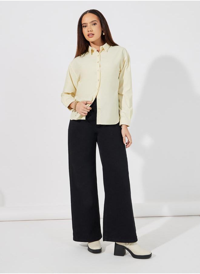 Styli Solid Regular Fit Collared Shirt  - Image 2