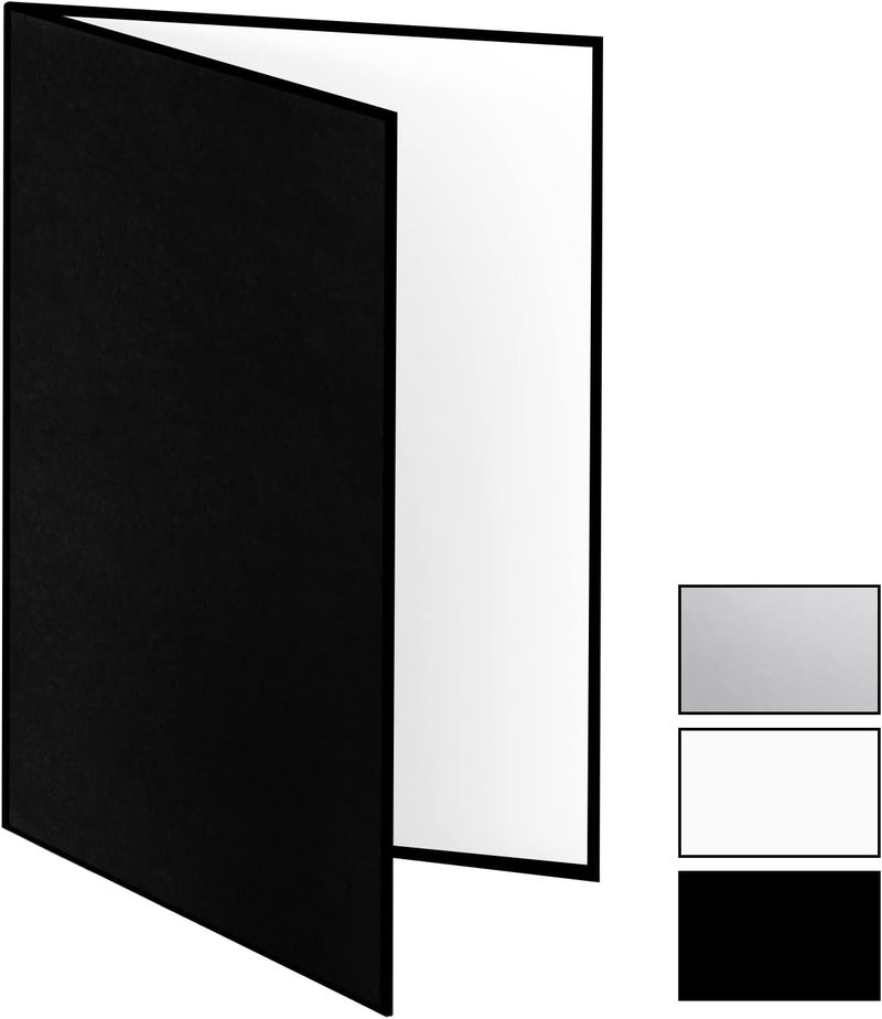 Meking 12" x 8" Light Reflector, 3 in 1 Photography Reflector Cardboard, Folding Light Diffuser Board for Food and Product Photography Lighting- Black, Silver and White - Image 1