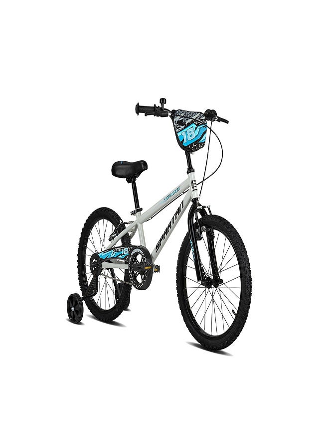 Spartan Thunder Kids Bike | 18 Inch Wheel Size With Training Wheels | Single Speed | Gray Gloss Color  - Image 2