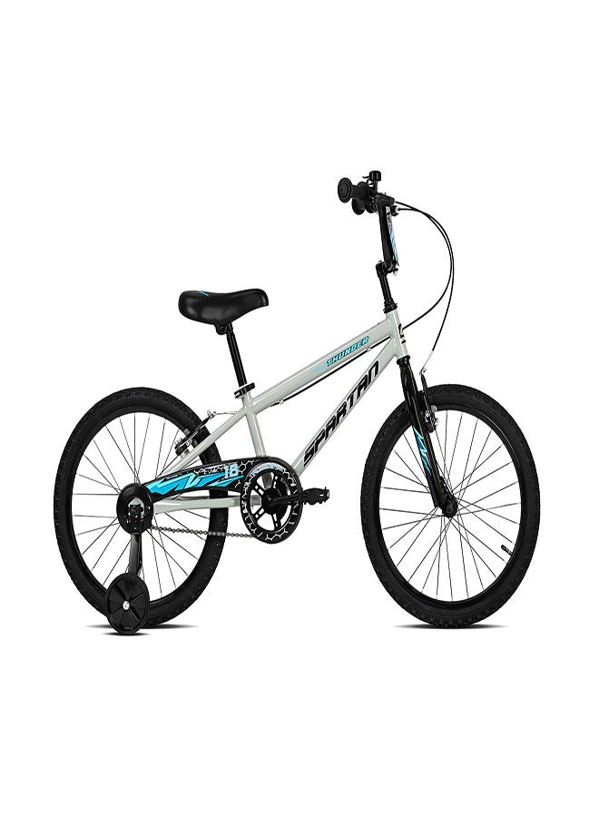 Spartan Thunder Kids Bike | 18 Inch Wheel Size With Training Wheels | Single Speed | Gray Gloss Color  - Image 1
