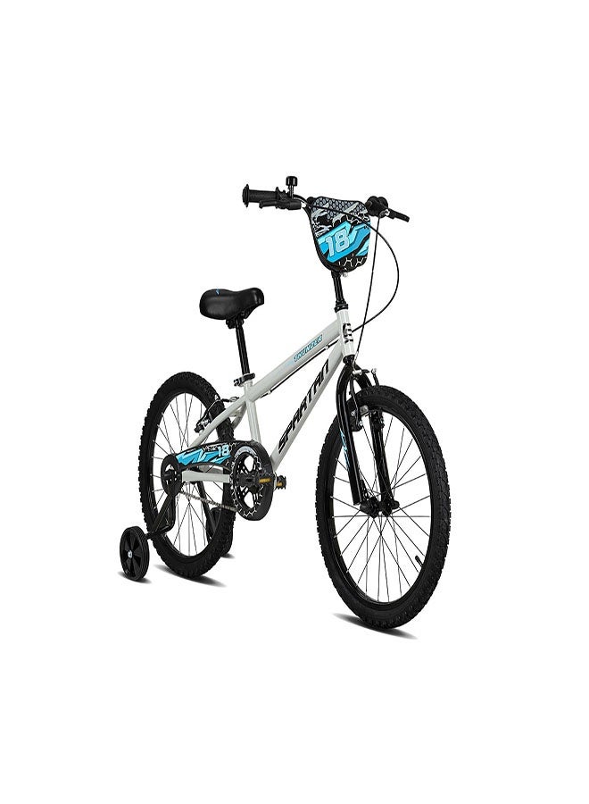 Spartan Thunder 18-Inch Kids Bike | 18 Inch Wheel Size With Training Wheels | Single Speed | Gray Gloss Color - Image 2