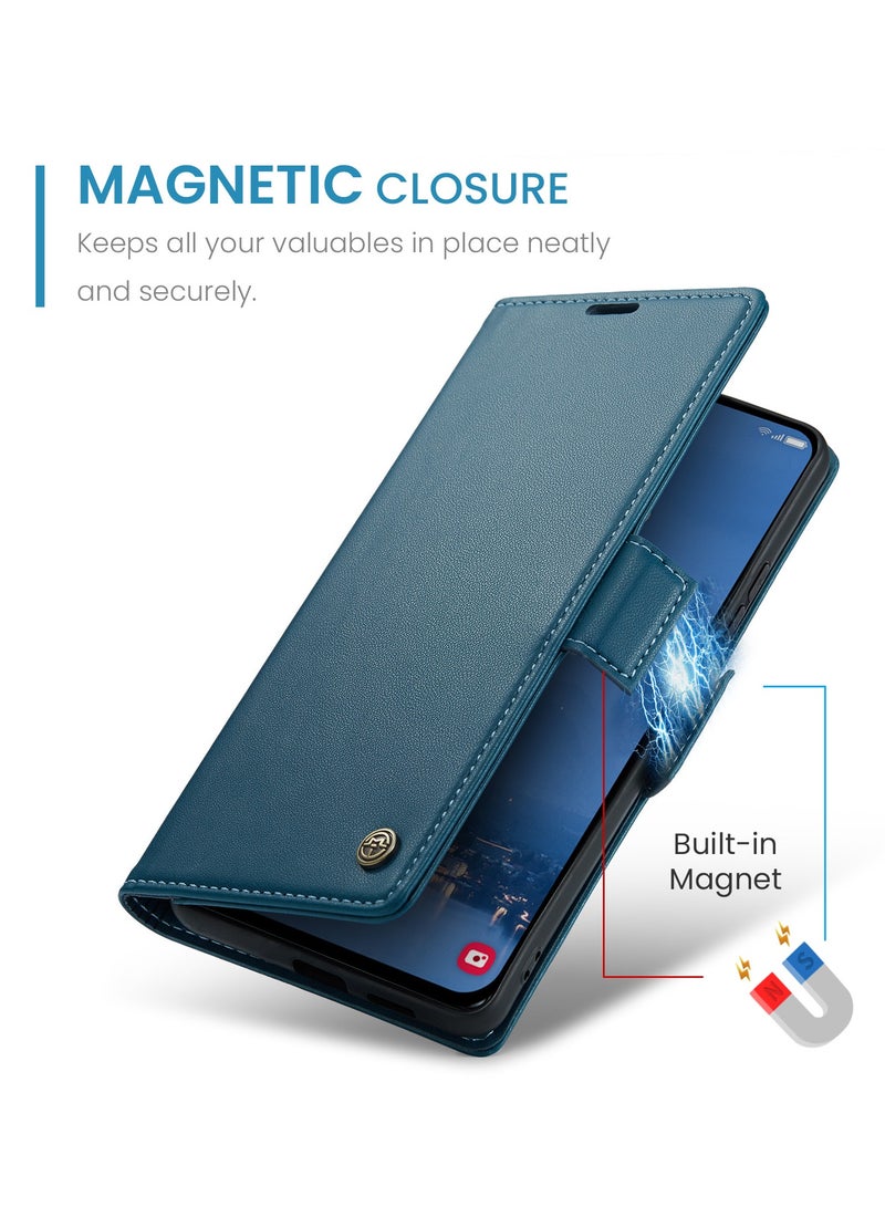 كيس مي غطاء لهاتف Samsung Galaxy S25 FE، غطاء فليب من جلد PU مع حامل بطاقات، إغلاق مغناطيسي مقاوم لسرقة RFID، حامل قابل للطي، وغطاء واقٍ ممتص للصدمات - Image 3