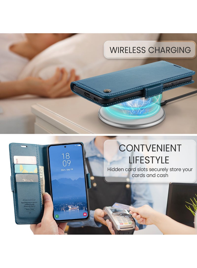 كيس مي غطاء لهاتف Samsung Galaxy S25 FE، غطاء فليب من جلد PU مع حامل بطاقات، إغلاق مغناطيسي مقاوم لسرقة RFID، حامل قابل للطي، وغطاء واقٍ ممتص للصدمات - Image 4