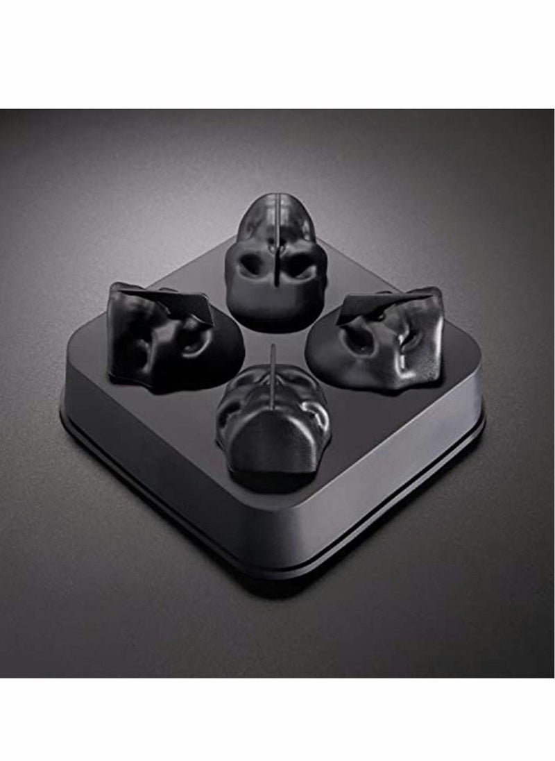 Y&D - 3D Skull Flexible Silicone Ice Cube Mold Tray Makes Four Giant Skulls Round Maker - Image 1