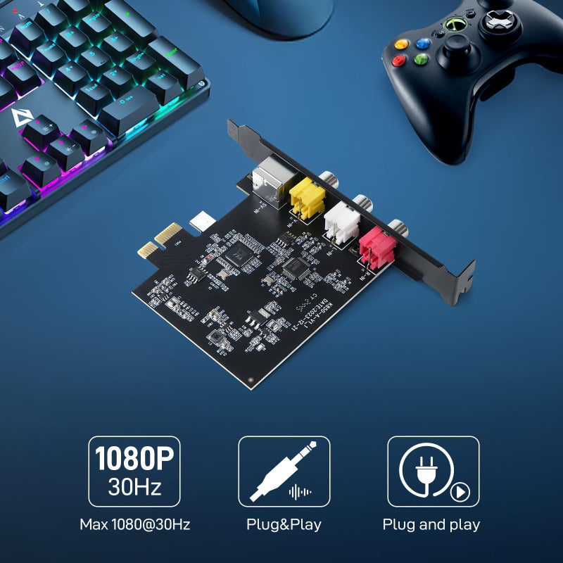 DigitPro PCIE Video Capture Card, Ultra-Low Latency Pass-Through Capture Board for Retro Gaming & Legacy AV Devices, Compatible with Windows 8/10/11 & Linux - Image 4